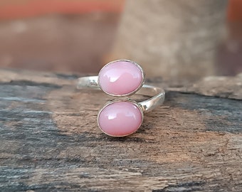 Handmade Pink Opal Sterling Silver Statement Ring