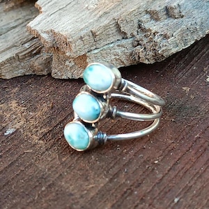 Handmade Larimar Ring: 925 Sterling Silver Women&#39;s Jewelry