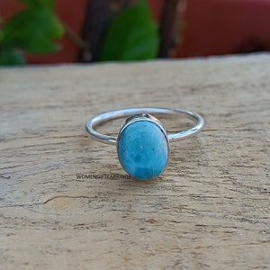 Blue Larimar Ring , 925 Sterling Silver Ring, Handmade Ring, Blue Larimar Jewelry Ring, Women Ring, Silver Ring, All Size ,Gift Her Ring