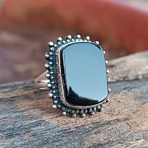 Anello in onice nero, anello in argento sterling 925, anello fatto a mano, anello con pietra preziosa in onice nero, anello statement, anello di promessa, regalo per lei