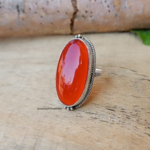 Oval Karneol Ring, 925 Silber Sterling Ring, Handgemachter Karneol Ring, Frauen Ring, Silber Schmuck Ring, Oval Karneol, Geschenk für sie,