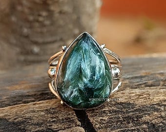 Seraphinite Ring , 925 Sterling Silver Ring, Handmade Ring, Seraphinite Jewelry Ring, Women Ring, Silver Ring, All Size ,Gift Her Ring