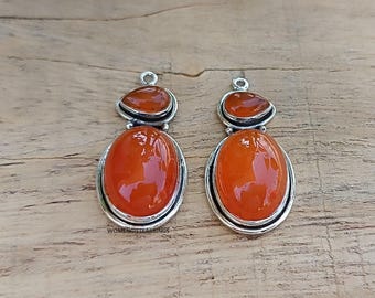 Pendientes de cornalina hechos a mano en plata de ley 925: Joyería con piedras preciosas