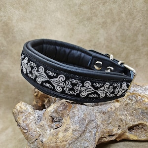 Collar de cuero "Fleur de Lys", collar de hebilla, collar de perro