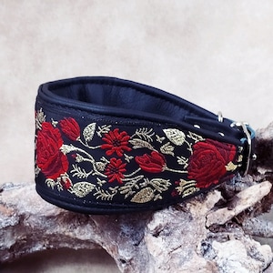 Greyhound collar, rose collar, leather collar, buckle collar, dog collar