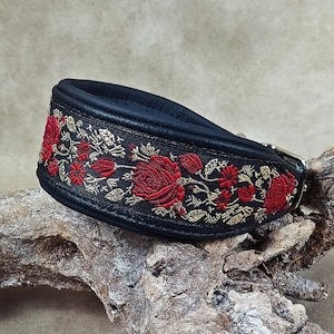Greyhound collar, rose collar, leather collar, buckle collar, dog collar