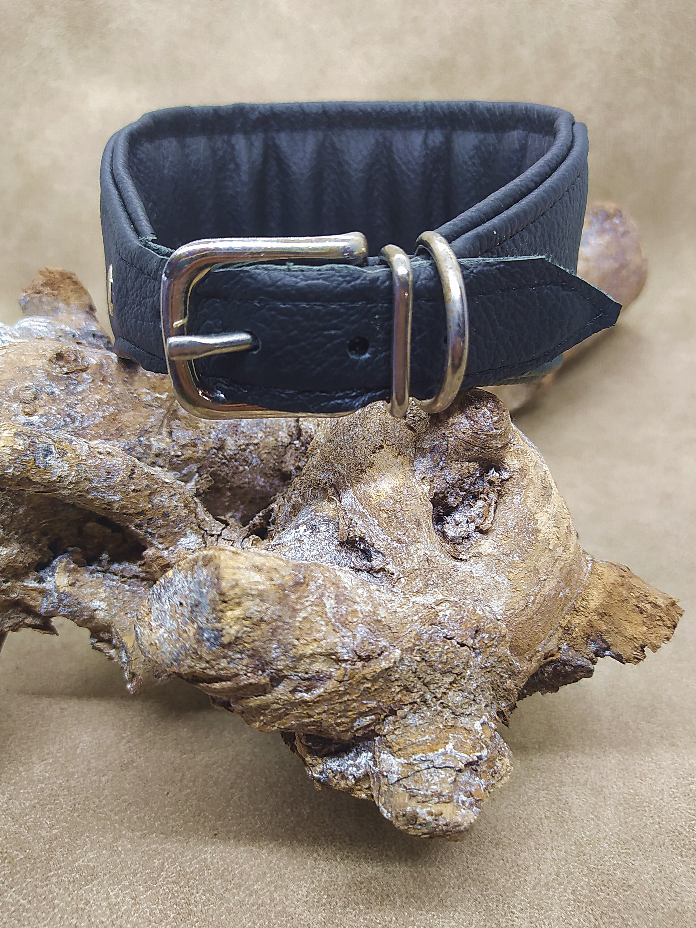 Bronzedog Collier Soft Round Dog Collars Wide Leather Dog Collar