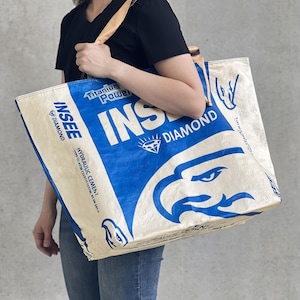 Upcycling Einkaufstasche aus Zementsack, shopping bag upcycelt, Tragetasche upcycling, shopper recycled - Geschenkideen für Umweltbewusste!