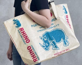 Bolsa de compras reciclada hecha a partir de un saco de cemento, bolsa de compras reciclada, bolsa de mano reciclada, bolso de compras reciclado: ¡ideas de regalo para quienes se preocupan por el medio ambiente!