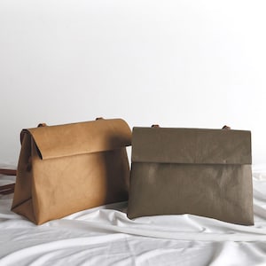 Shoulder bag made of washable kraft paper - sustainable material - no glue - vegan leather / washable paper / vegan washable paper