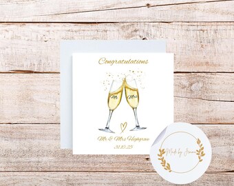 Personalized Wedding Card: Champagne Toast, Mr & Mrs Keepsake