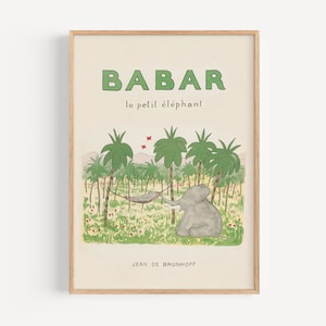 Babar avec sa mère • Digitaler Download von Vintage Babar der Elefant Kunstdruck in den Größen A3 und 30x40 cm für Kinderzimmer