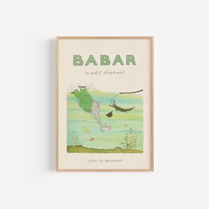 Babar le Petit Éléphant • Download digitale della stampa artistica vintage Babar l'Elefante nei formati A3 e 12x16 pollici per la camera dei bambini o l'asilo nido