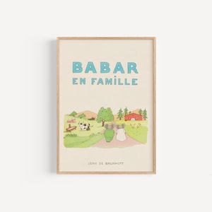 Babar en Famille • Digitaler Download von Vintage Babar der Elefant Kunstdruck in den Größen A3 und 30x40 cm für Kinderzimmer