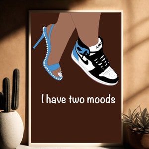 Two Moods Black Woman Art Print: Fashion Heels & Sneaker Poster (Digital Download)