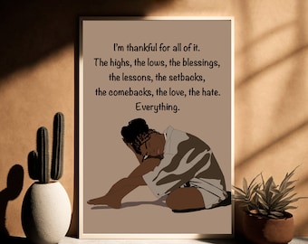 Black Woman Art Print: Self-Care Quote (Digital Download)