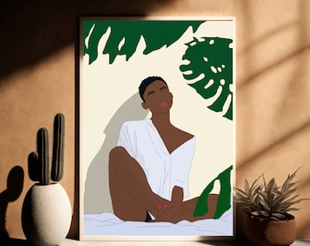 Black Afro Women Art Poster, Black Woman Art, Wall Art, African American Art, Black Woman Wall Art, African Art, Black Woman Art Print
