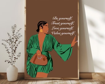 Black Woman Affirmation Art Print: Self-Love Gift (PDF)