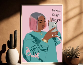 Black Woman Art Print: Abstract Fashion Illustration (Digital Download)