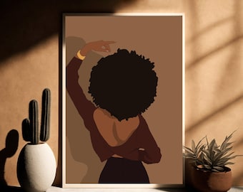Konsttryck med svart kvinna: Afroamerikansk väggkonst (digital nedladdning)