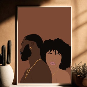 Black Love Art Print: African American Couple Portrait (Digital Download)