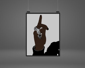 Black Man Art Poster: Afro Men Rings (Digital Download)