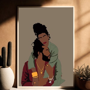 Schwarze Liebe Kunst, schwarze Liebe Wandkunst, schwarze Paare Wandkunst, schwarze Paar Kunst, schwarze Liebe, afrikanische Kunst, afrikanische Wandkunst, schwarz Kunstdruck