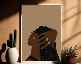 Konsttryck med svart kvinna: Afroamerikansk väggkonst (digital nedladdning)
