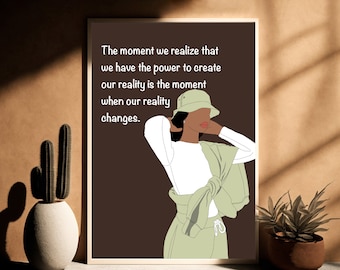 Black Woman Art Print: Motivational Quote Wall Decor (Digital Download)