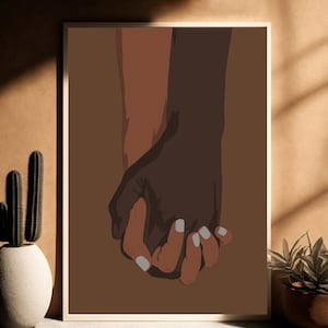 Black Couple Holding Hands Wall Art, Black Couple Art, Black Love Art, Black Couple Wall Art, African Wall Art, African American Art