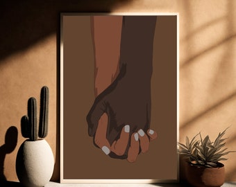 Black Couple Holding Hands Art Print: Black Love Wall Decor (Digital Download)