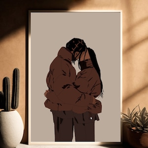 Schwarze Liebe Kunst, schwarze Liebe Wandkunst, schwarze Paare Wandkunst, schwarze Paar Kunst, schwarze Liebe, afrikanische Kunst, afrikanische Wandkunst, schwarz Kunstdruck