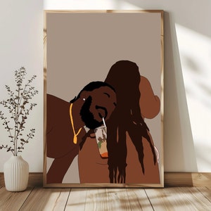 Black Love-kunstprint: illustratie Afro-Amerikaans stel (pdf's)