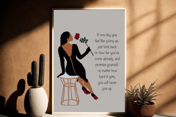 Black Woman Art Print: Self-Care Quote, Feminine Wall Decor (Digital Download)