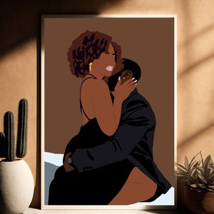 Black Love-kunstprint: Afrikaans-Amerikaans stel (digitale download)
