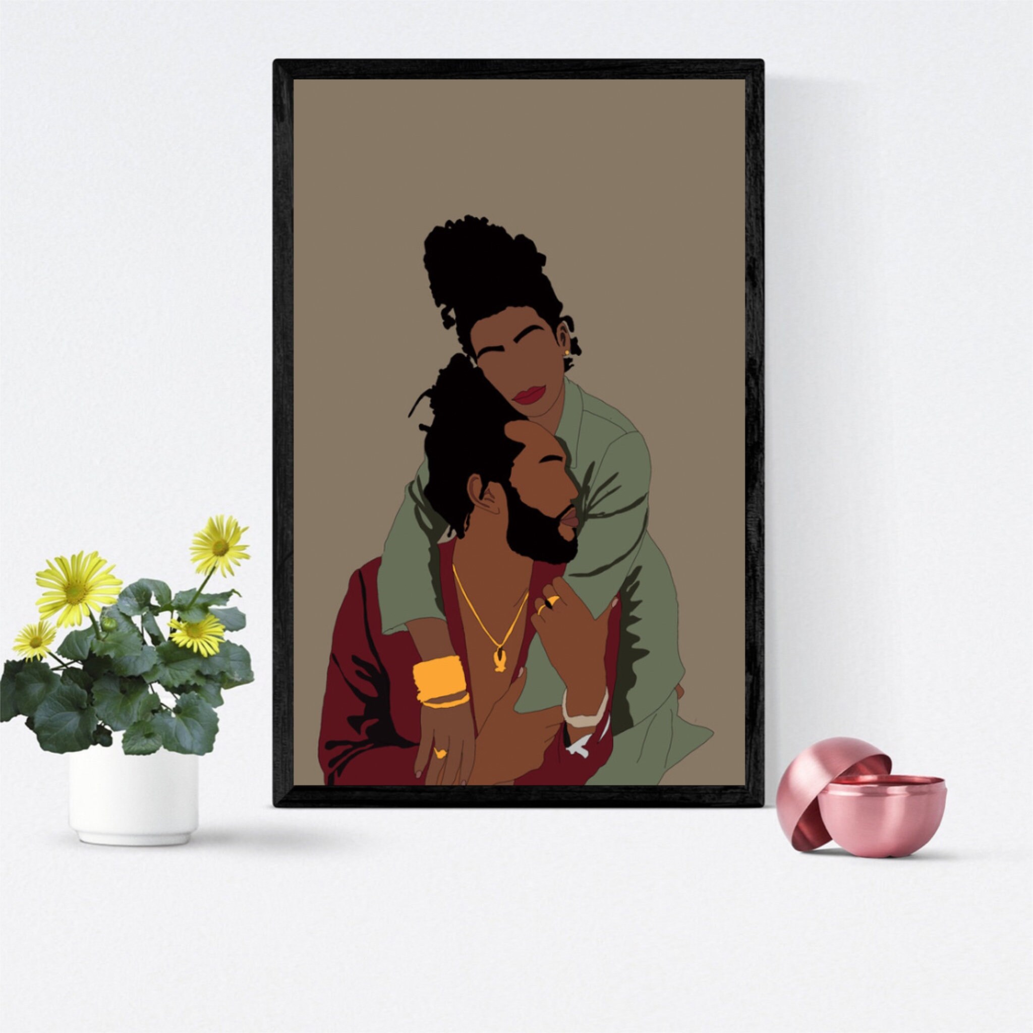 Black Love Art Black Love Wall Art Black Couples Wall Art Etsy