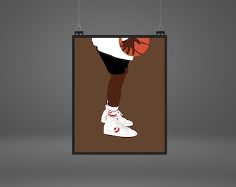Impressão artística de basquete de homem negro: pôster masculino afro-americano (download digital)