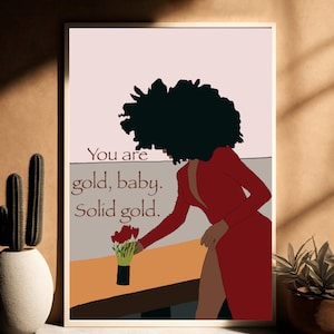 Black Woman Art Print: Motivational Self Care Quote (Digital Download)