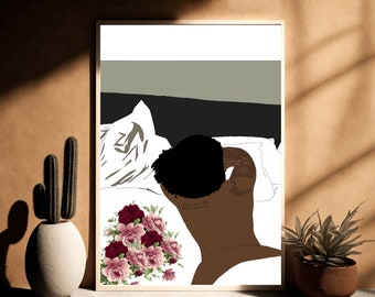 Konsttryck med svart kvinna: Afroamerikansk väggkonst (digital nedladdning)