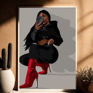Black Woman Art Print: Abstract Fashion Wall Decor (Digital Download)