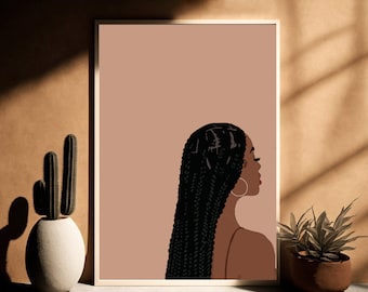 Konsttryck med svart kvinna: Afroamerikansk väggkonst (digital nedladdning)