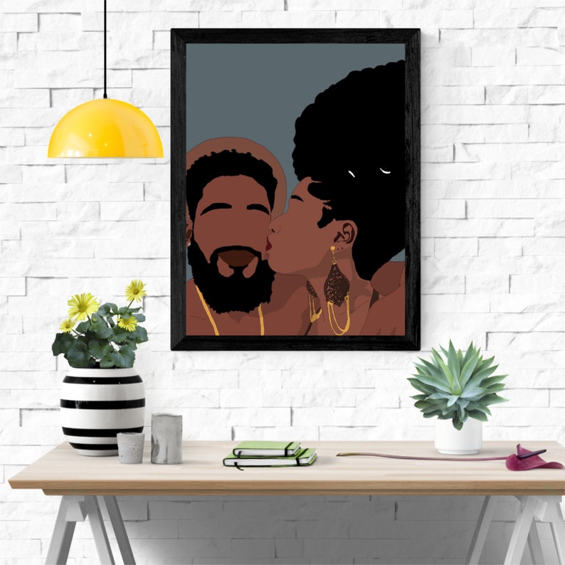 Black Love Art Black Love Wall Art Black Couples Wall Art Etsy
