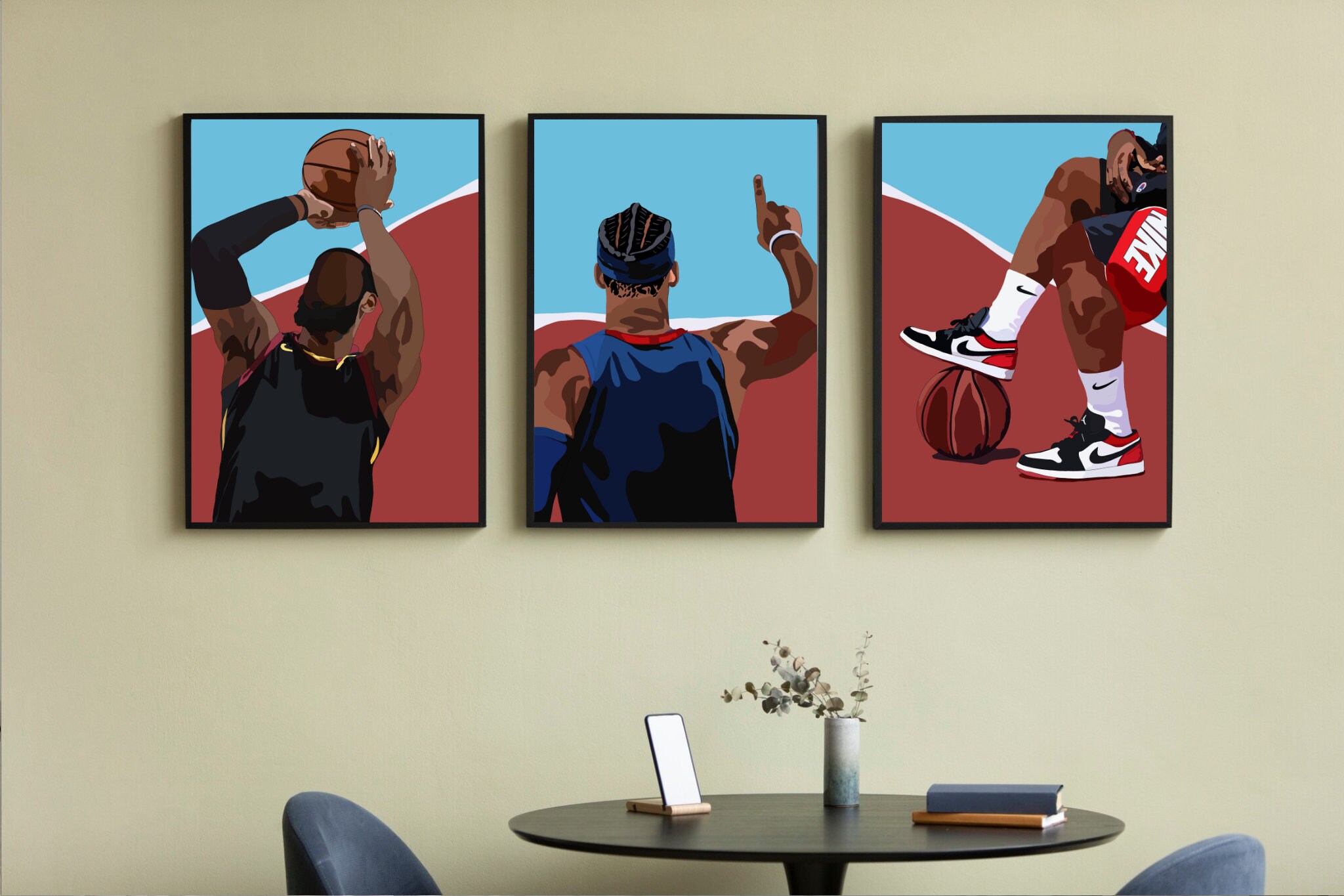 Wall Art Set of 3, Basketball Wall Art, Wall Decor Set of 3, Basketball