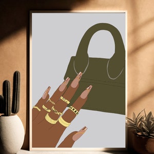 Nails Art, Nails Wall Art, Nails Poster, Black Girl Nails Art, Black Woman Art, Black Woman Wall Art, African Wall Art, African American Art