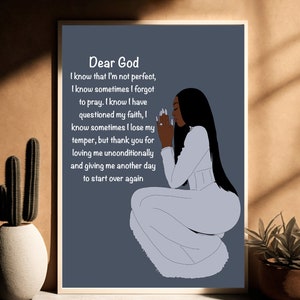 Praying Black Woman Art Print: Self Care Quotes (Digital Download)