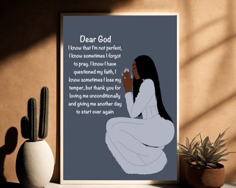 Praying Black Woman Art Print: Self Care Quotes (Digital Download)