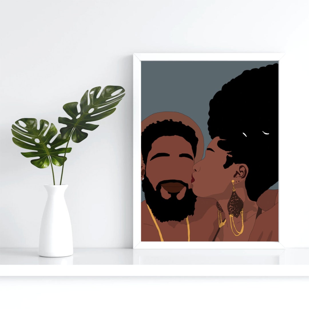 Black Love Art Black Love Wall Art Black Couples Wall Art Etsy