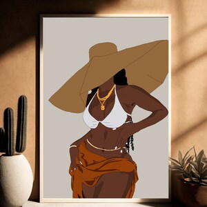 Black Woman Art Print: Afro Woman with Hat (Digital Download)