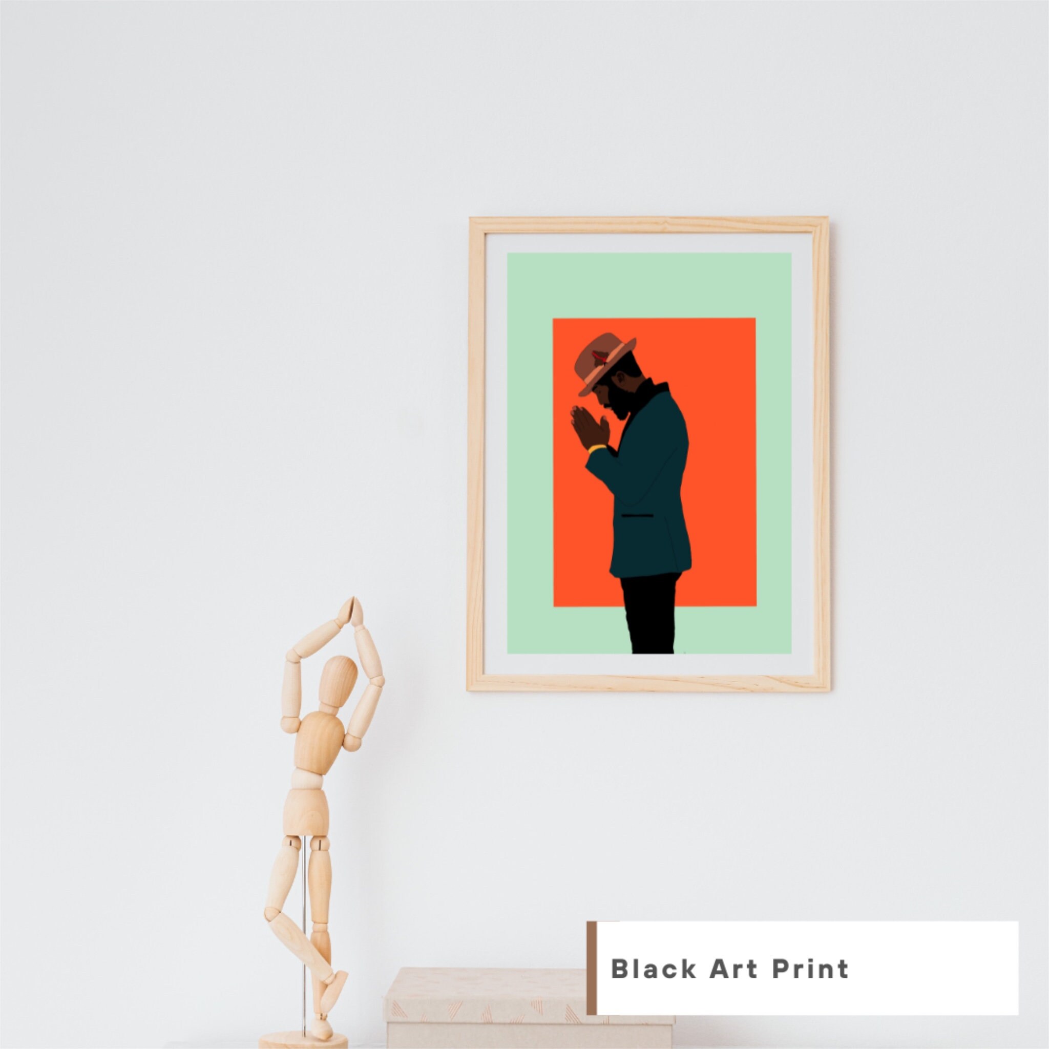 Black Afro Men Art Poster Black Man Art Black Man Wall Art Etsy