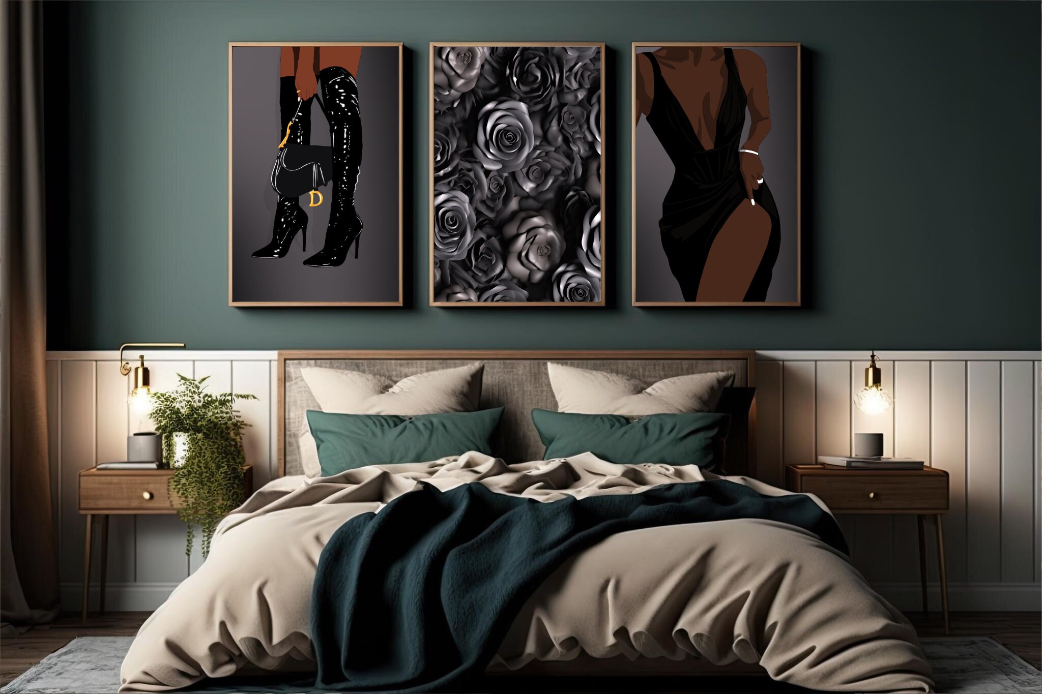 Black Woman Fashion Art Print Set: African American Wall Decor (digital ...